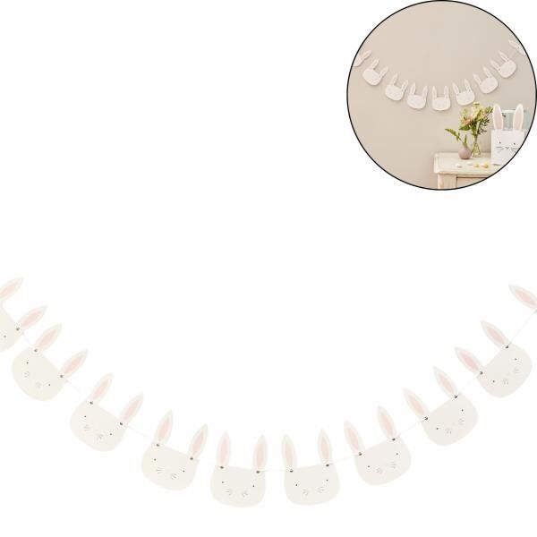 Ginger Ray Girlande Hase weiß/rosa 2 m