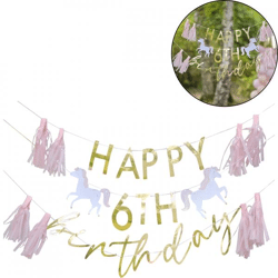 Ginger Ray slinger Happy Birthday met franje 4,5 m