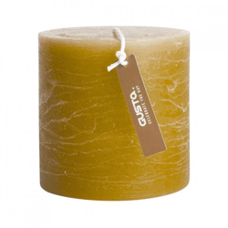 Gusta stump candle rustic ochre yellow 10 x 10 cm