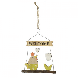 Pendant Welcome rooster tulip 17 cm