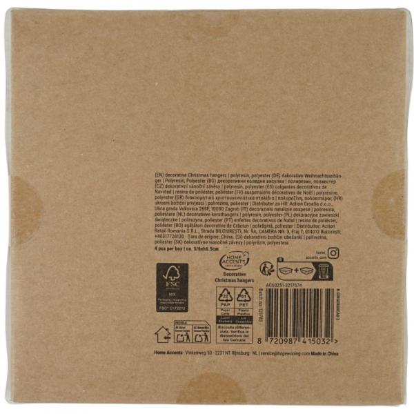 Home Accents Weihnachtsaufhänger 6 cm 4 sortiert 4er Set