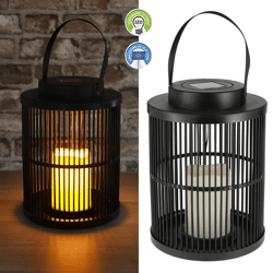 LED Solar Laterne, schwarz, Gitter, ca. 28cmH