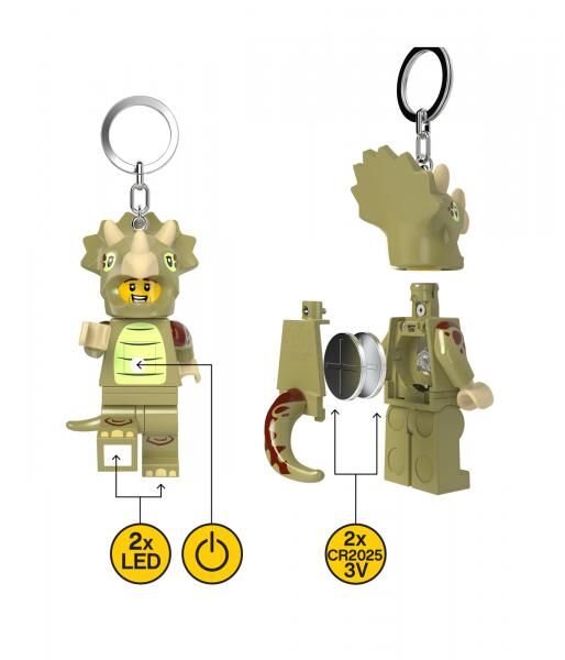 LEGO&reg; Minifigures&trade; - Schl&uuml;sselanh&auml;nger mit Taschenlampe - Triceratops Kost&uuml;m-Fan