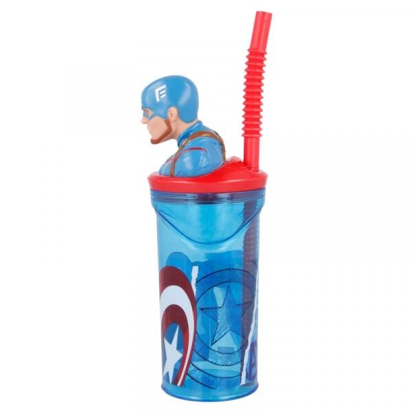 Marvel: Captain America - 3D Trinkbecher mit Strohhalm 360ml