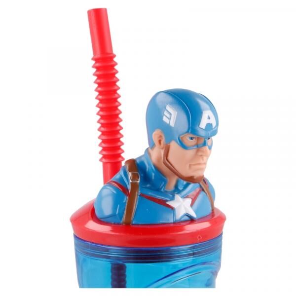 Marvel: Captain America - 3D Trinkbecher mit Strohhalm 360ml