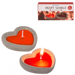 Out of the Blue Kerze Herz in Zement-Glas 6 cm Satz von 2
