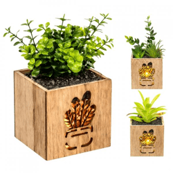 Out of the Blue kunstplant LED op batterij 18 cm 3 assorti