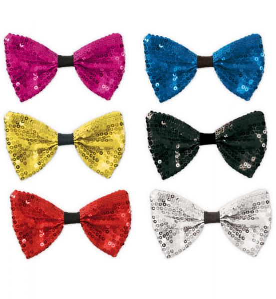 Pailletten-Schleife, sort. Farben; 16 cm B.