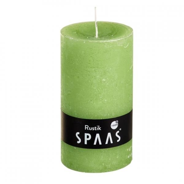 (R) Spaas Stumpenkerze Rustikal grün 7 x 13 cm