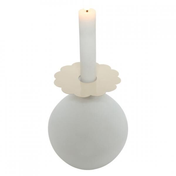 Stjernsund Kerzenring Loua Blume beige glänzend 9,3 cm