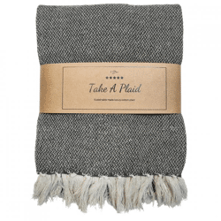 Take a Plaid 13 recycelte Baumwolle schwarz 130 x 180 cm