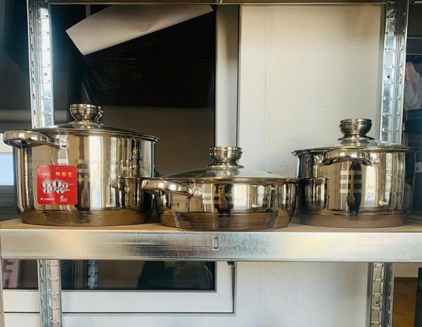 Topf Set 12-teilig, Kocht&ouml;pfe Edelstahl mit Glasdeckel, A-Ware