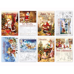 Santa Claus Christmas card - 8 assorted