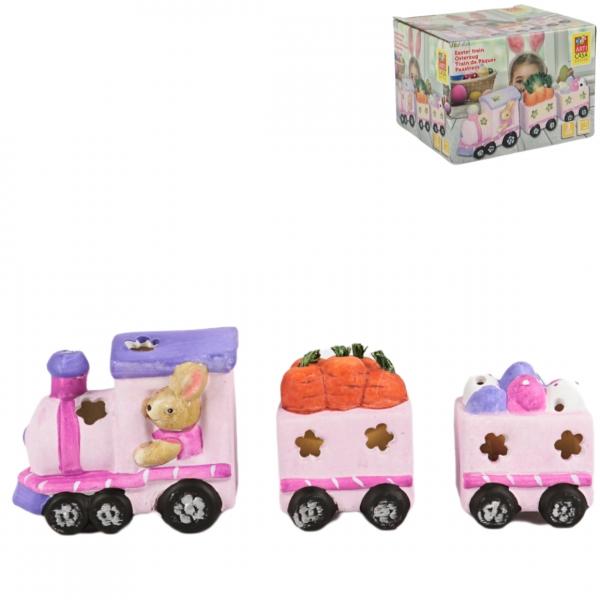 Train Easter pink led on battery 29 cm