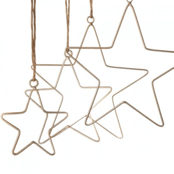 Pendant stars Christmas gold-colored 30 cm set of 4