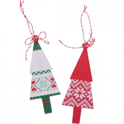 Pendant Christmas tree 2 assorted 13 cm