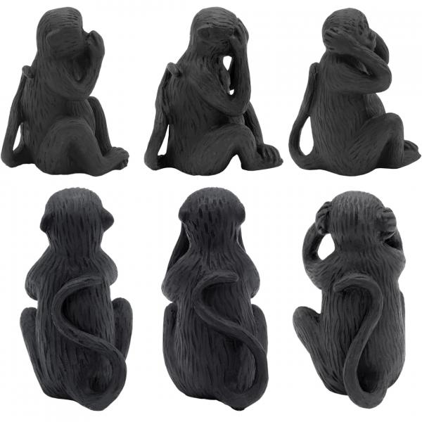 Statue Affen hören sehen schweigen schwarz 12 cm 3er Set
