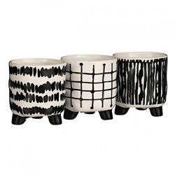 Flower pot black/white 7,5 cm 3 assorted VE12
