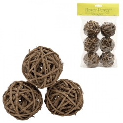 Decoration wicker balls brown 6 cm 6 pcs.