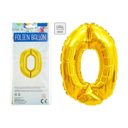 Foil balloon, number, 0, approx. 100cmH, gold