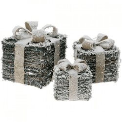 Gift box with battery operated LED lights 26 cm set of 3