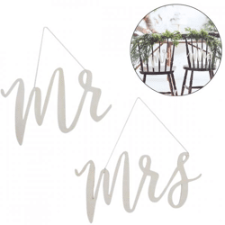 Ginger Ray wedding chair hangers Mr & Mrs wood 2 pcs.