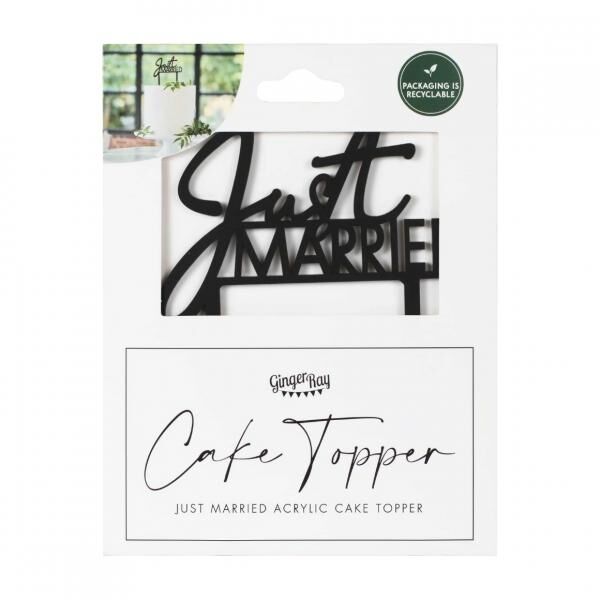 Ginger Ray cake topper Just Married black 16.5 cm