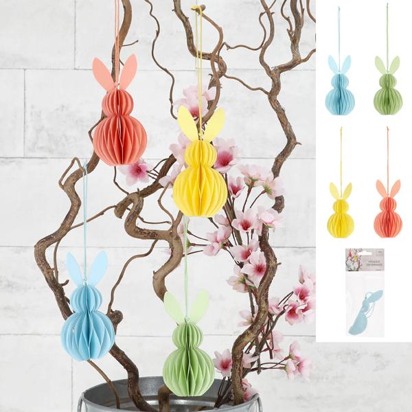 H&auml;nger Osterhase Honeycomb, 4/s, klein, 12cmH