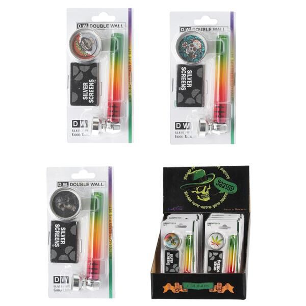 Handpfeifen Set mit Grinder, inkl. 5 Siebe 