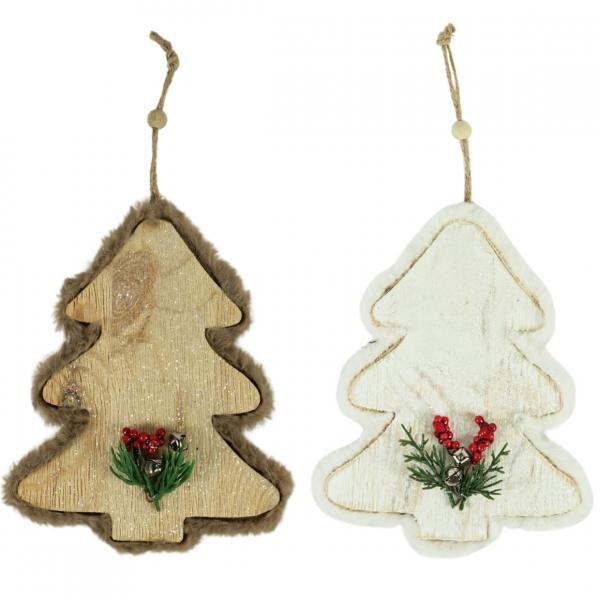 Pendant Christmas tree 19,5 cm 2 assorted