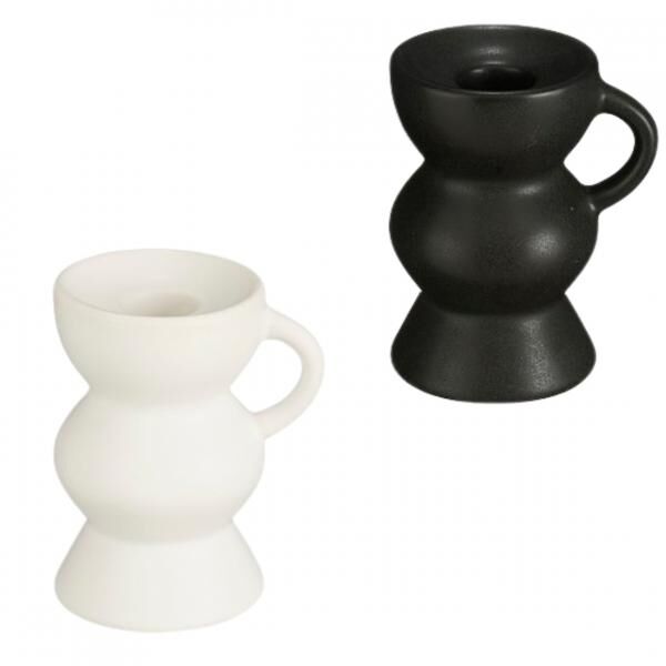 Kerzenleuchter Veneto schwarz/weiß 9,5 cm 2 Stück sortiert