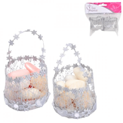 Mini gift basket silver gray 10 cm 2 pcs.