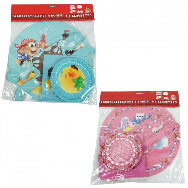 Partykuchenteller mit 6 Tellern und 6 Servietten 32 cm 2 sortiert