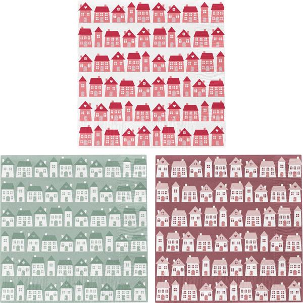 Servietten, H&auml;user, 3/s, 20er Pack