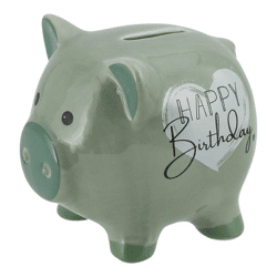 Spardose Sparschwein, Happy Birthday,ca.12cm