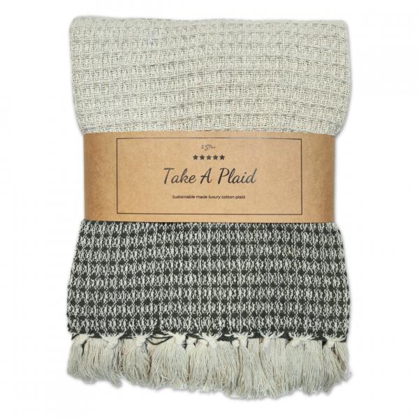 Take a Plaid 12 recycelte Baumwolle grün 130 x 180 cm