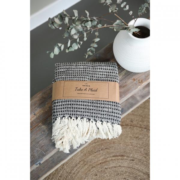 Take a Plaid 15 recycelte Baumwolle schwarz 130 x 180 cm