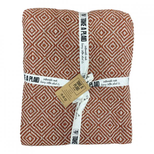 Take a Plaid 25 recycelte Baumwolle rostbraun 125 x 150 cm