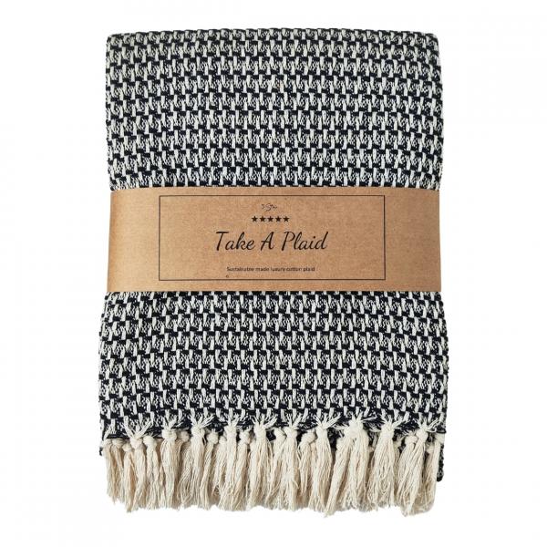 Take a Plaid 35 recycelte Baumwolle schwarz 130 x 180 cm