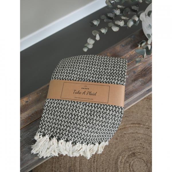 Take a Plaid 35 recycelte Baumwolle schwarz 130 x 180 cm