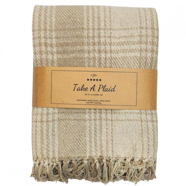 Take a Plaid polyback Picknick kariert beige/weiß 160 x 160 cm