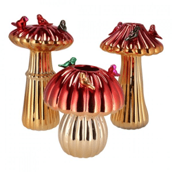 Vase Bird Mushroom red 25 cm 3 assorted