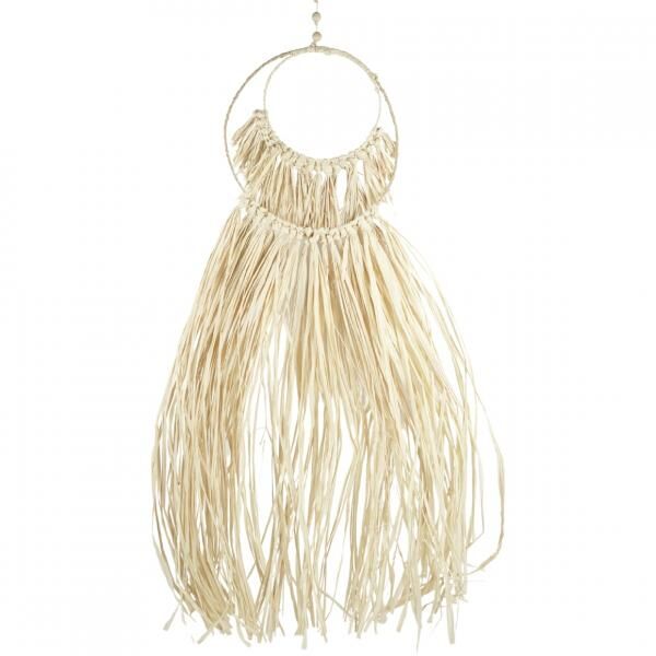 Wanddekoration Raffia Button duo Kreis 80 cm