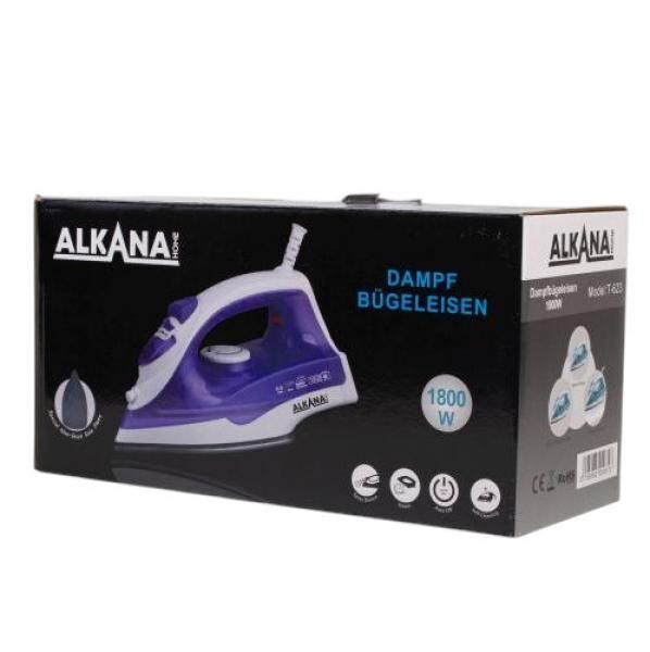 ALKANA Dampf-B&uuml;geleisen 1800W &ndash; Knitterfrei mit Antihaftsohle Lila
