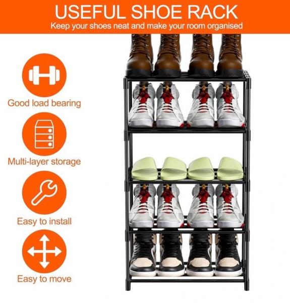 Metall Schuhregal &ndash; 5 Ebenen Stabile Metallrohre (12 mm)