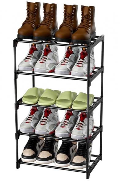Metall Schuhregal &ndash; 5 Ebenen Stabile Metallrohre (12 mm)