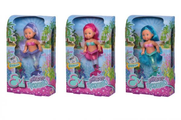 Puppe Evi LOVE Glitter Mermaid lila blau rosa 14cm 3fach sortiert