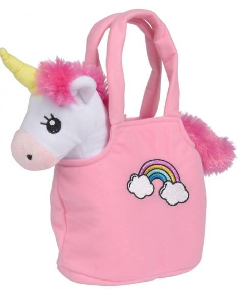 Steffi Love Girls Pl&uuml;sch Einhorn mit Tasche, mit Klettverschluss, Unicorn 28cm, ab 3 Jahren