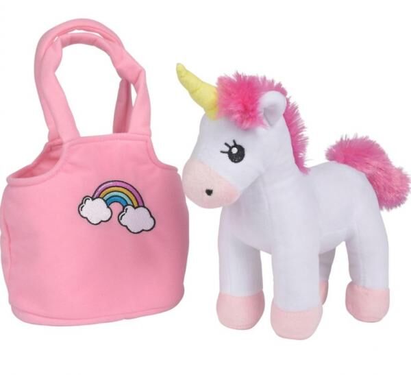 Steffi Love Girls Pl&uuml;sch Einhorn mit Tasche, mit Klettverschluss, Unicorn 28cm, ab 3 Jahren