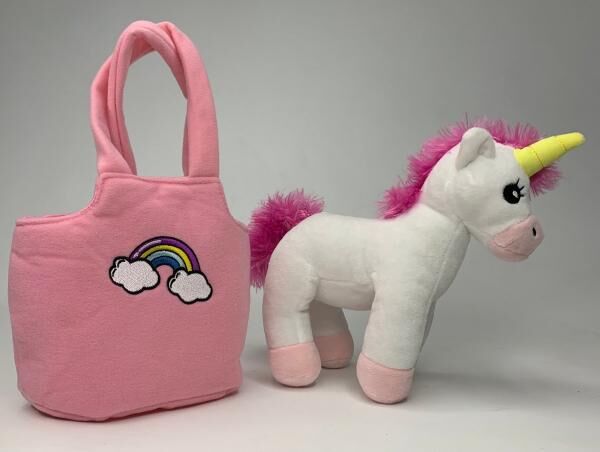 Steffi Love Girls Pl&uuml;sch Einhorn mit Tasche, mit Klettverschluss, Unicorn 28cm, ab 3 Jahren